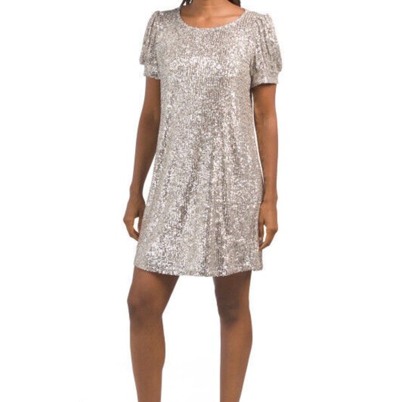 Cable & Gauge NWT Silver Champagne Sequin glittery dress - fabulous! Medium M - Picture 2 of 7